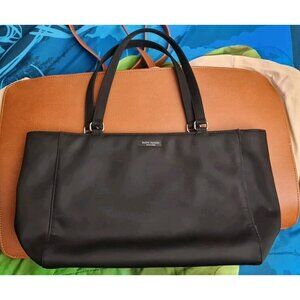 Vintage Kate Spade Handbag Black Nylon Rectangle Zip Top Classic Shoulder Bag
